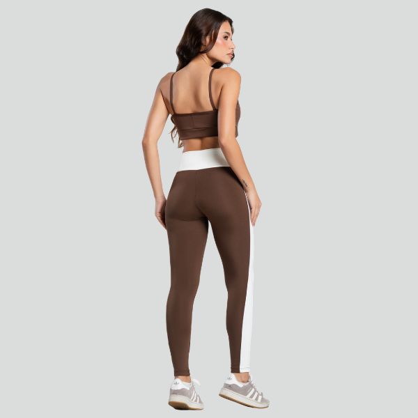 Conjunto Fitness Feminino Bicolor Marrom