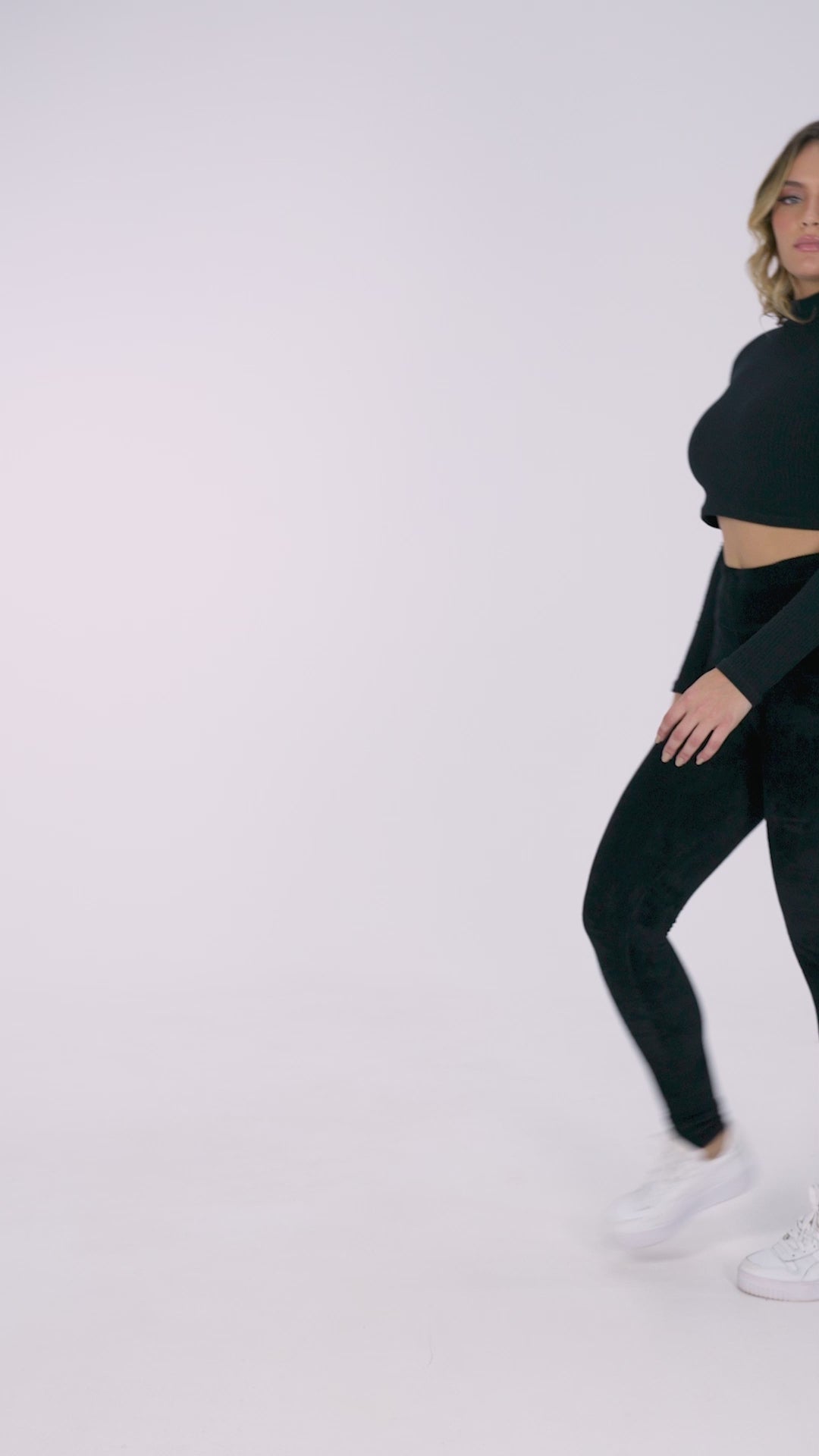 Calça Legging Veludo Cotelê Cós Alto Preto