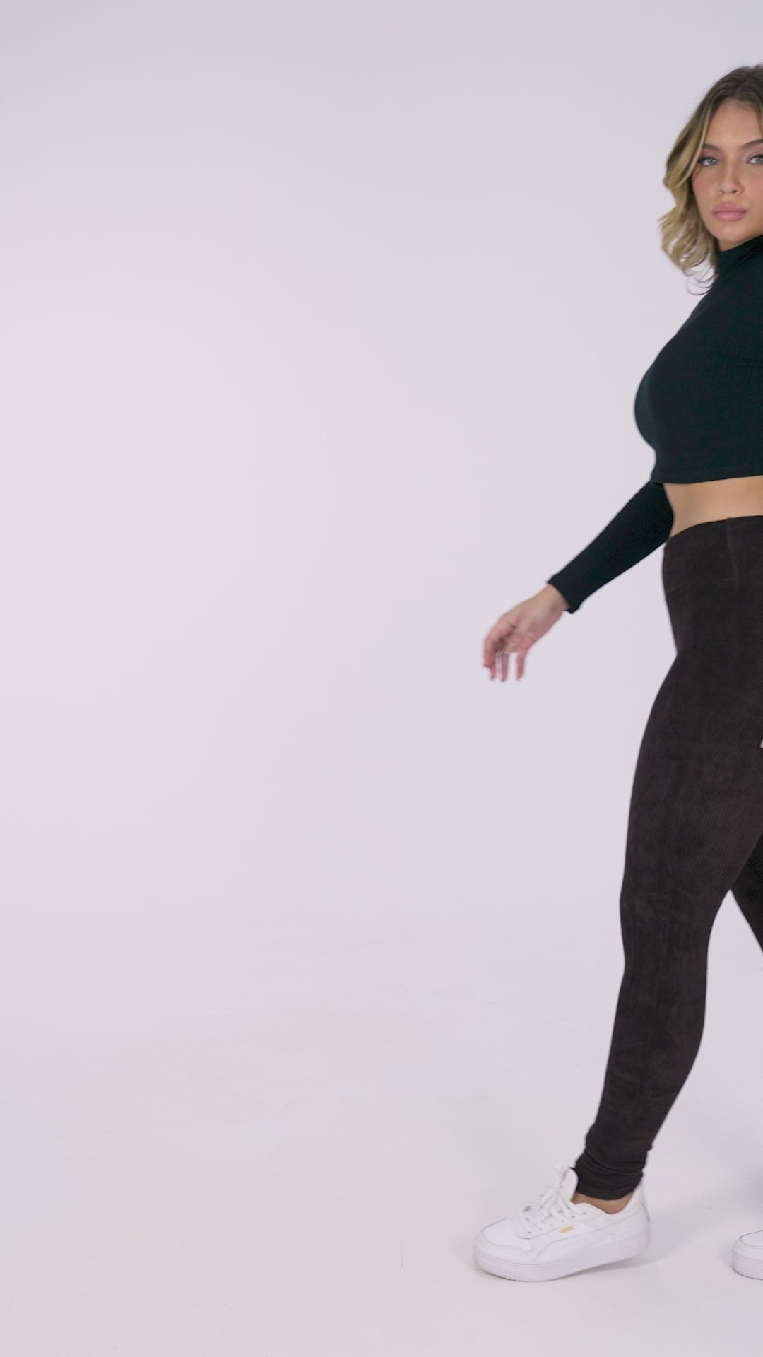 Calça Legging Veludo Cotelê Cós Alto Marrom