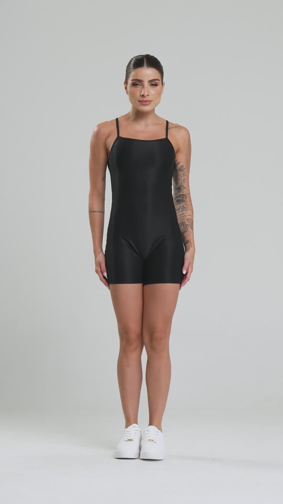 Macaquinho Fitness Feminino Canelado ACTIVE Preto