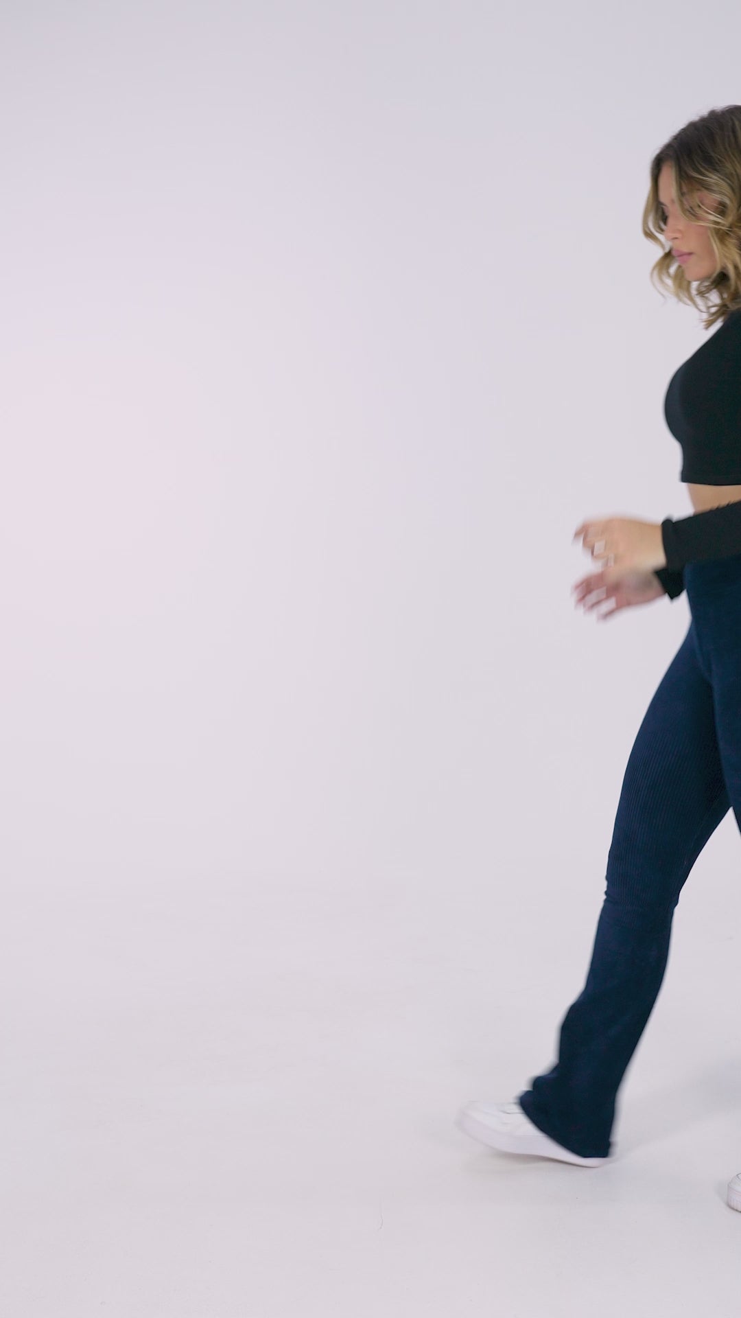 Calça Flare Veludo Cotelê Cintura Alta Marinho