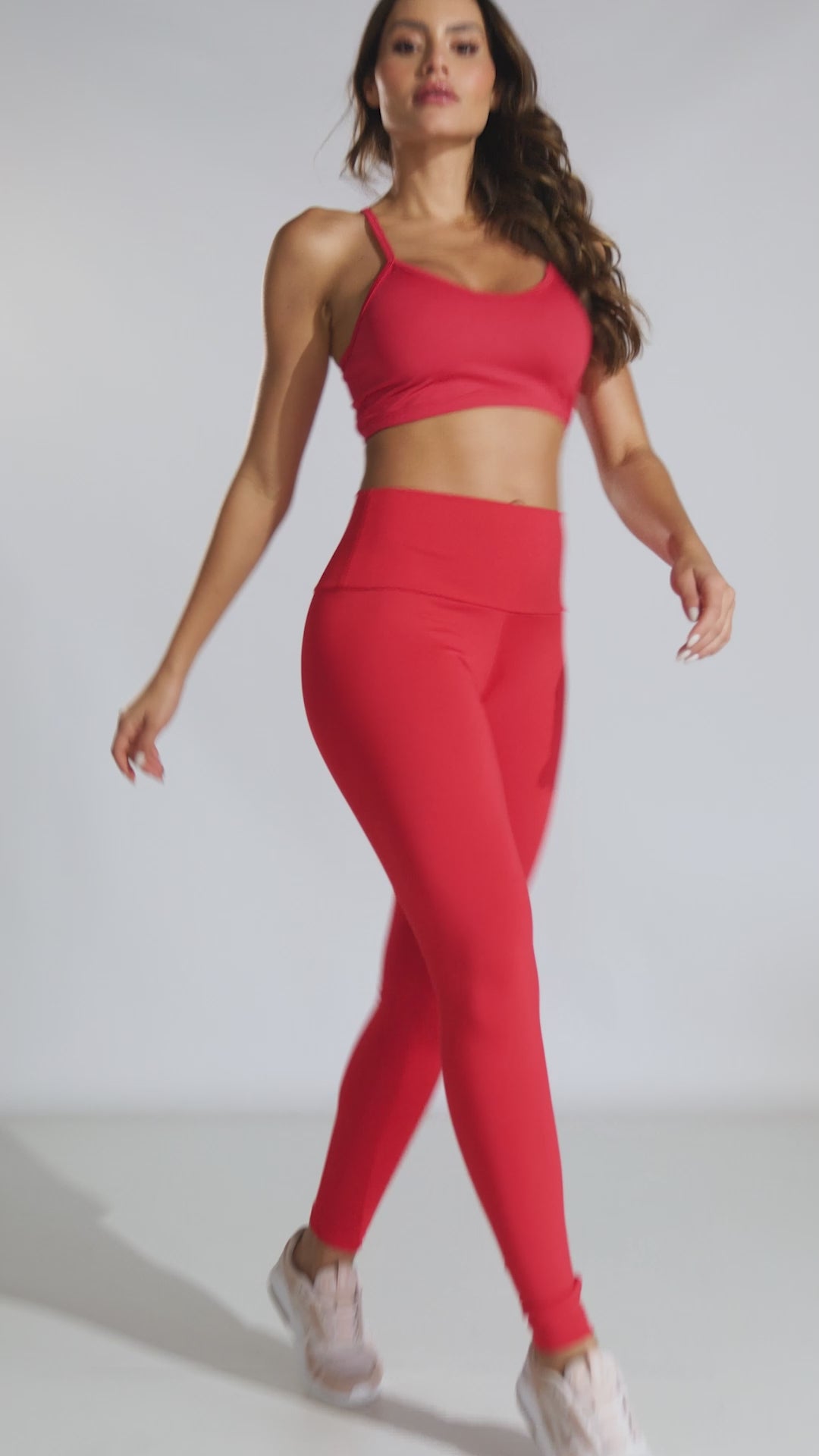 Calça Legging Lisa Cós Alto Suplex Vermelho