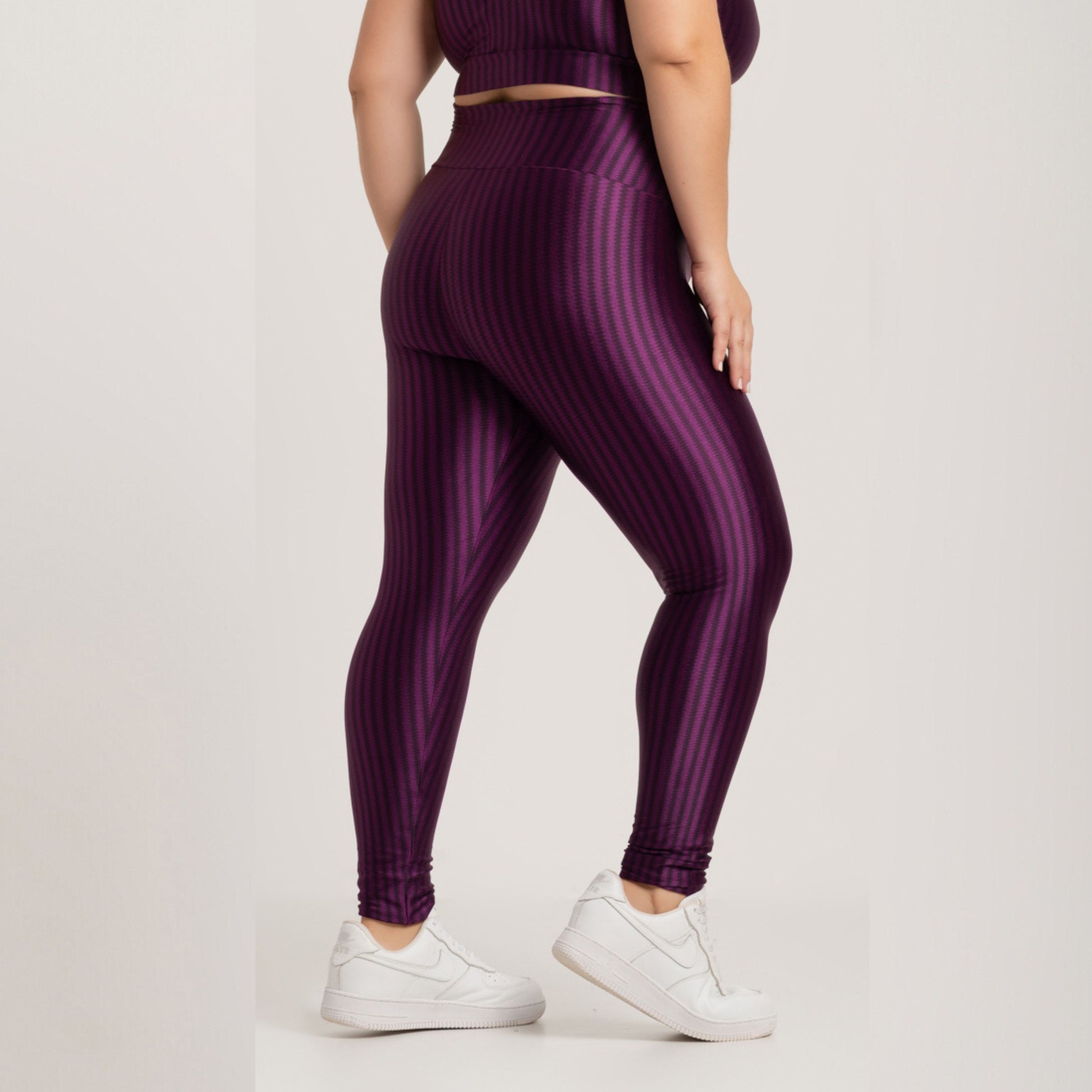 Calça Legging Plus Size Fitness New Zig Poliamida Roxo - VEKYO