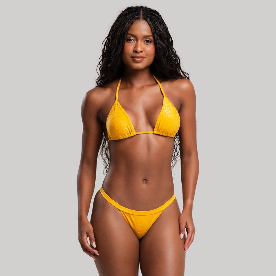 Biquíni Cortininha Fita Texturizado Amarelo - VEKYO