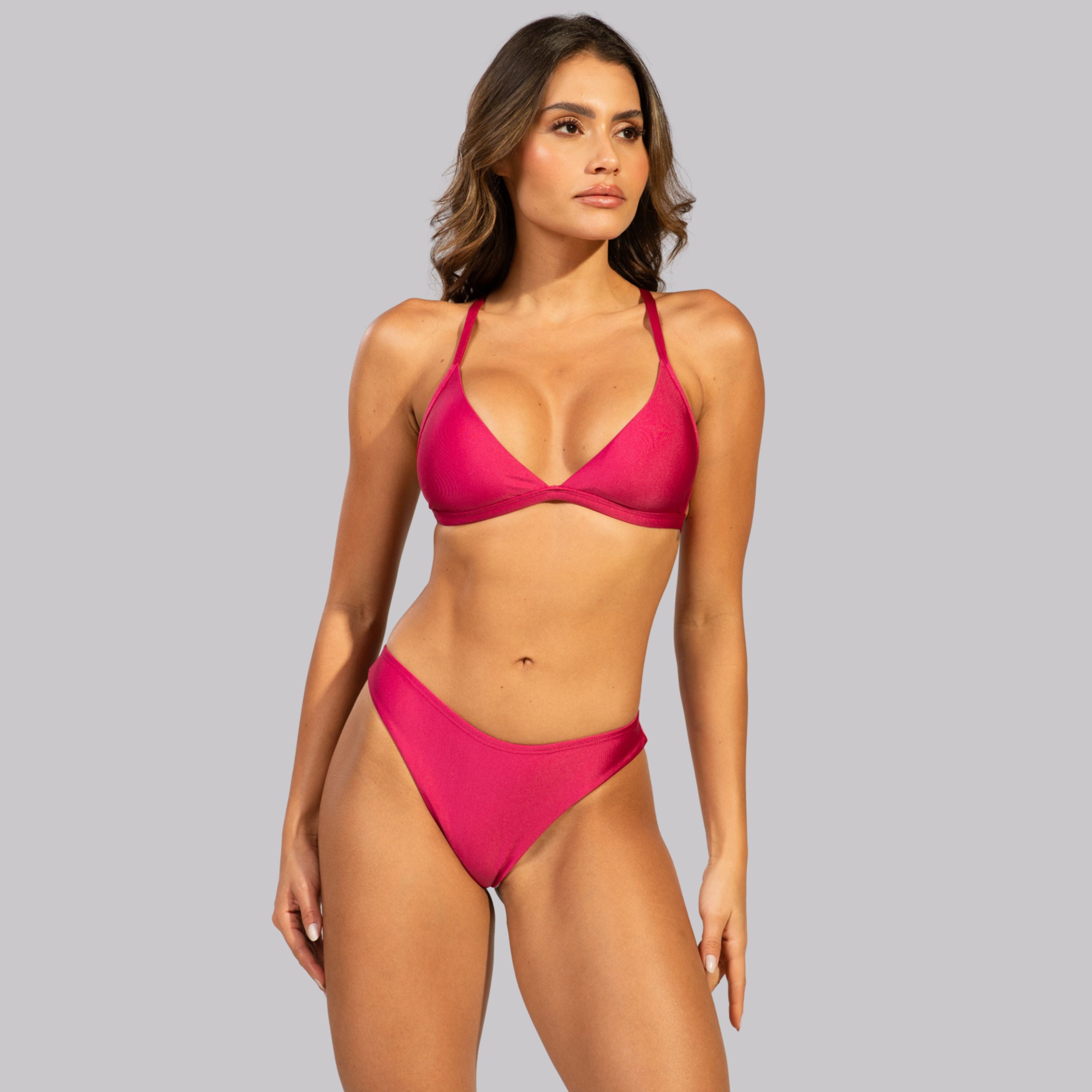 Biquíni Asa Delta Costa Cruzada Rosa - VEKYO