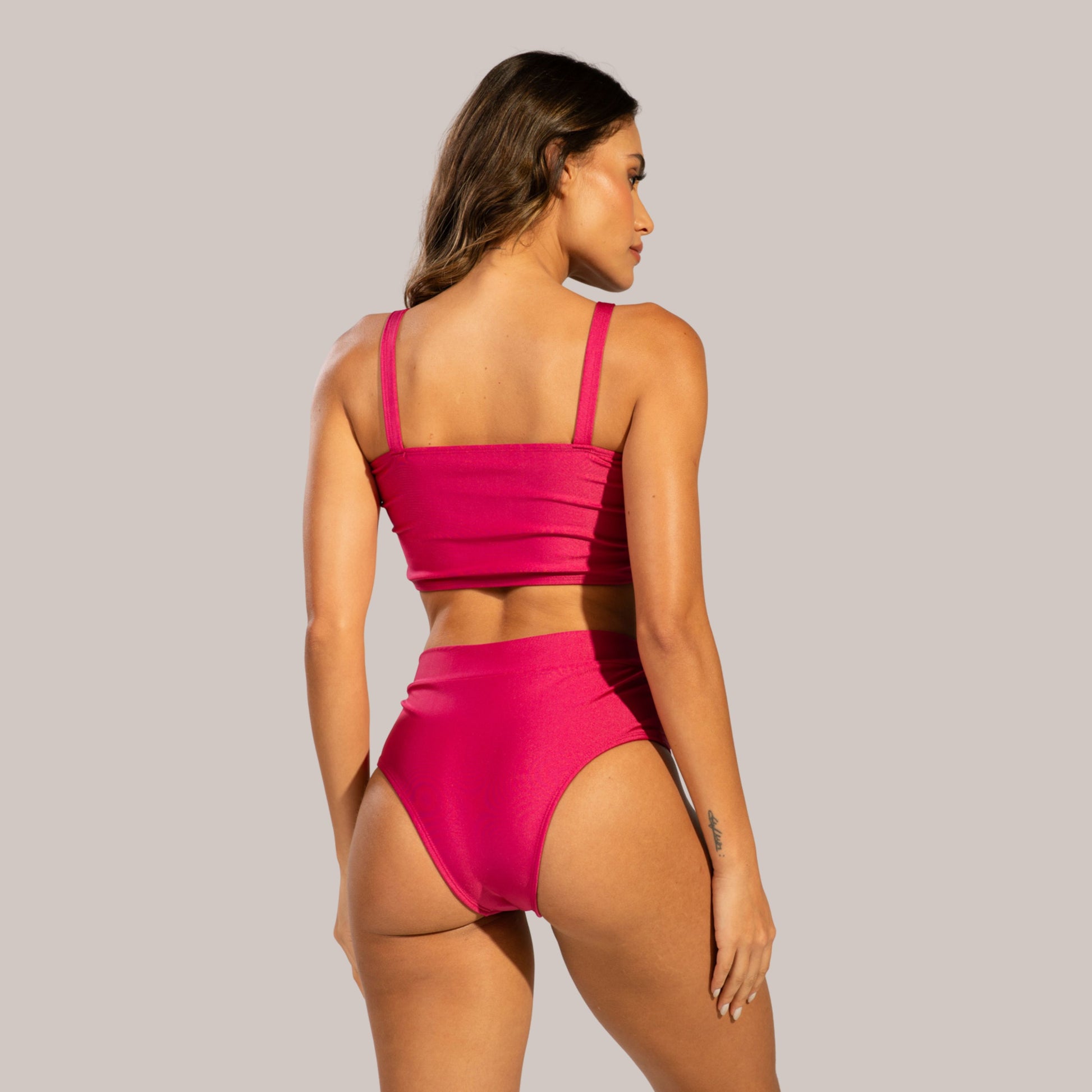 Biquíni Top Faixa Cintura Alta Rosa - VEKYO