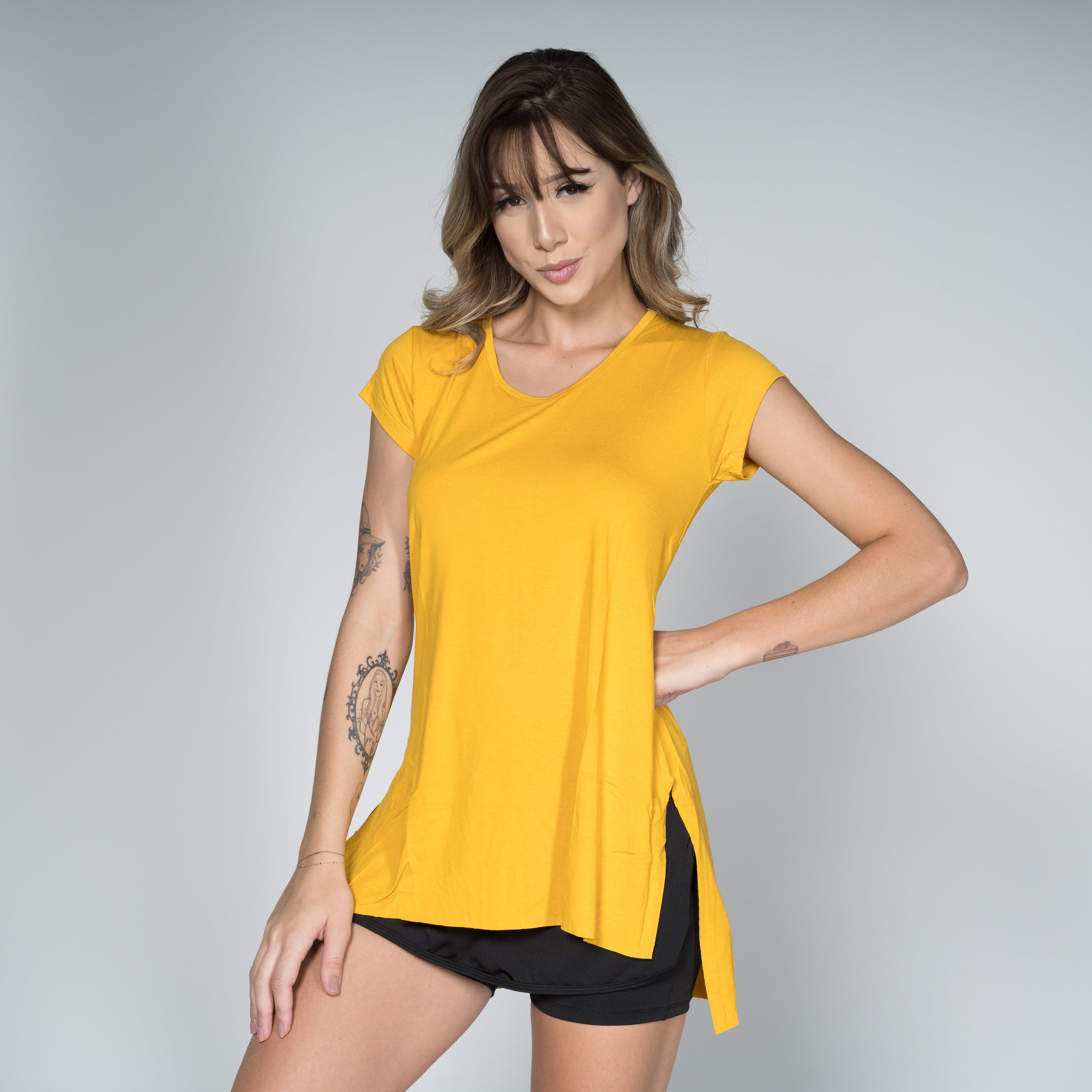 Blusa Fitness Feminina Tapa Bumbum Amarelo - VEKYO