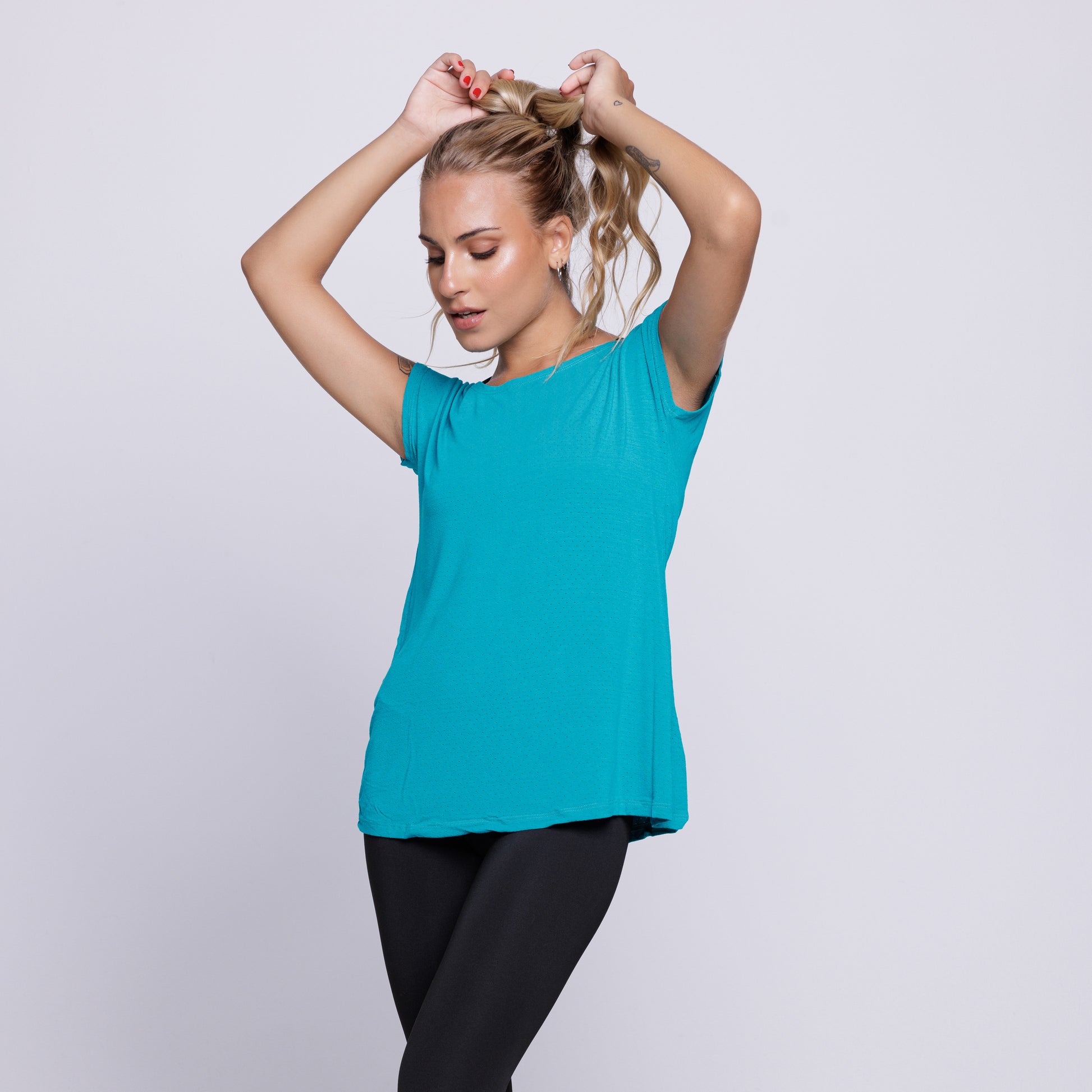Blusa Fitness Furadinha Verde Água - VEKYO