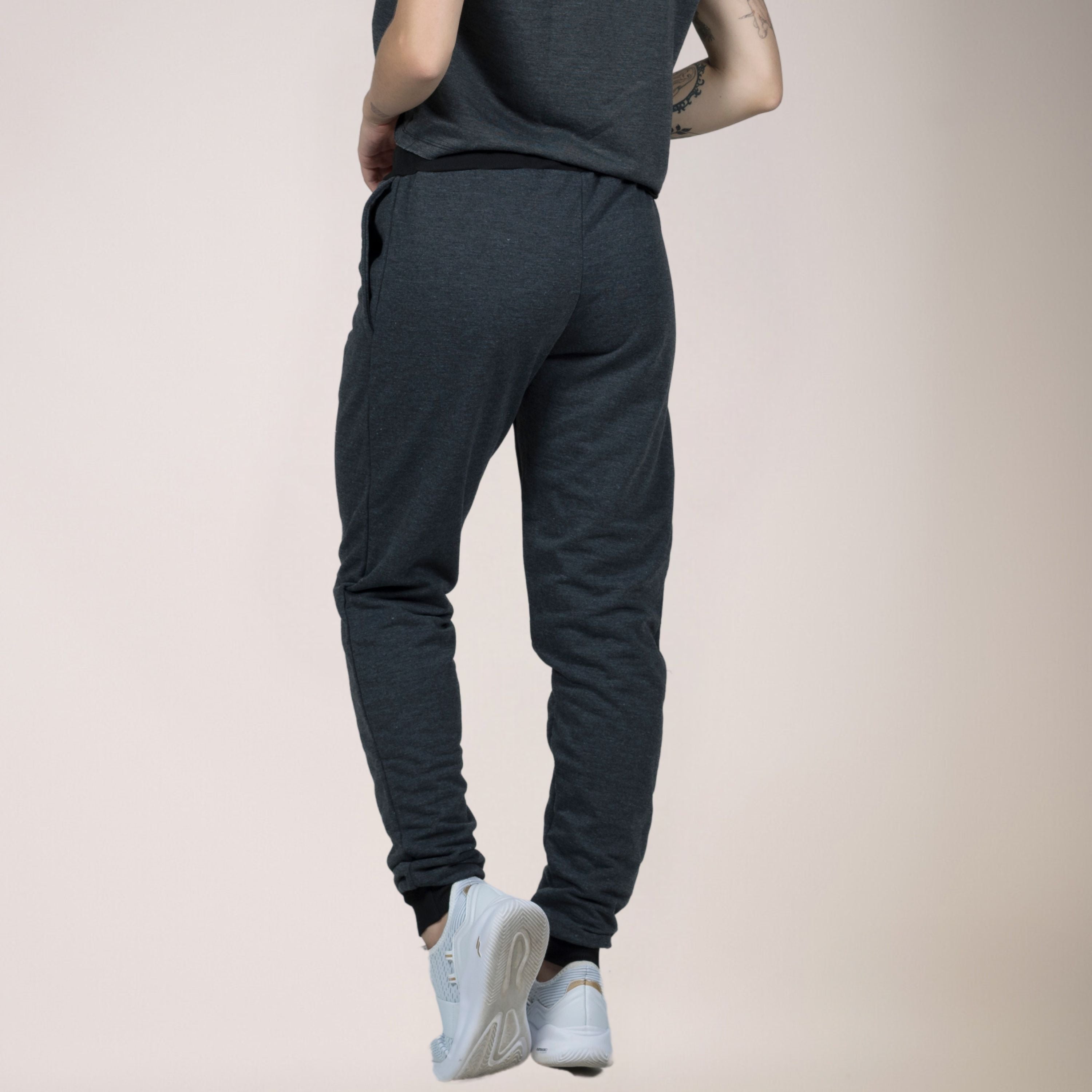 Calça Jogger Esportiva Moletinho Com Cadarço Chumbo - VEKYO