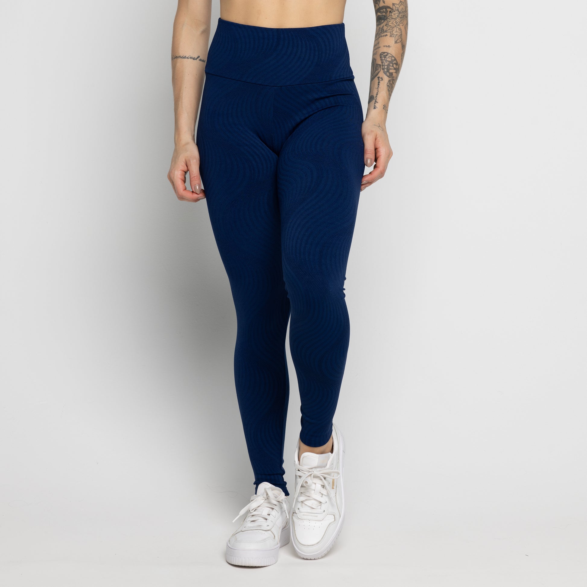 Calça Legging Fitness Jacquard Marinho - VEKYO