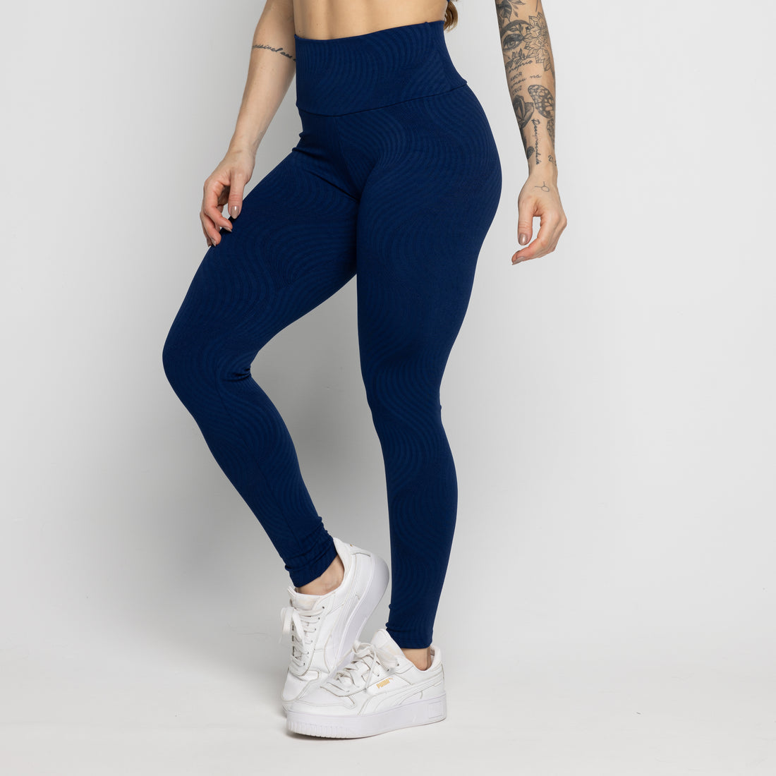 Calça Legging Fitness Jacquard Marinho - VEKYO