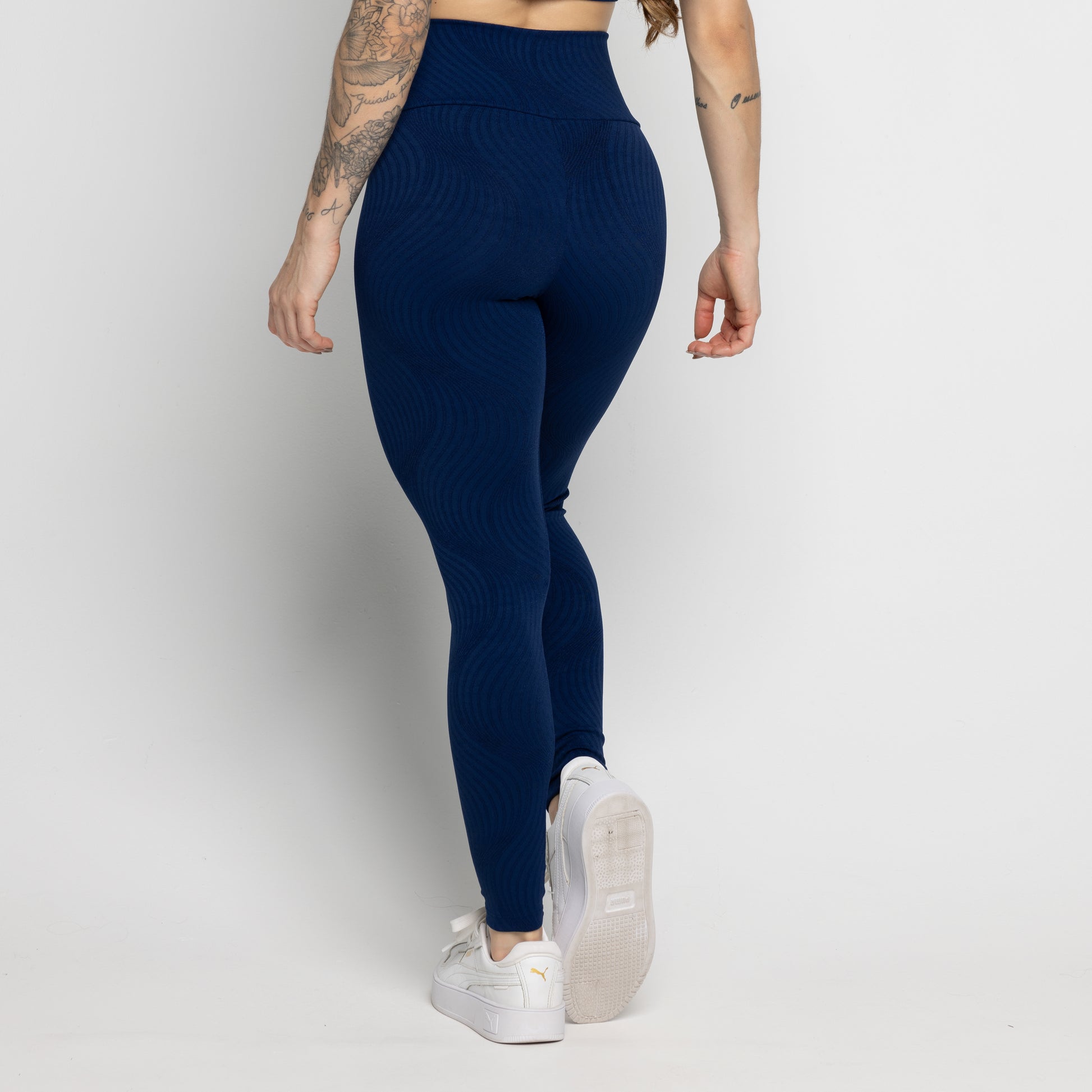 Calça Legging Fitness Jacquard Marinho - VEKYO