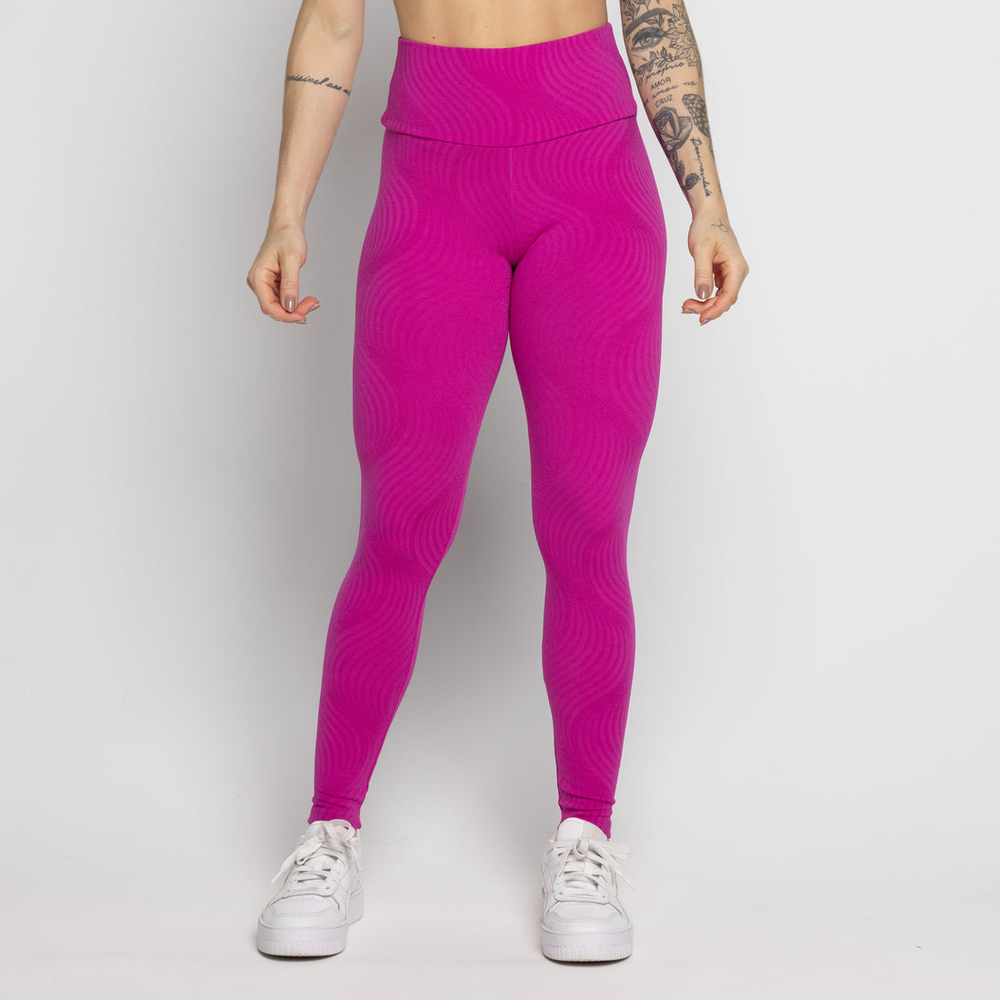 Calça Legging Fitness Jacquard Rosa - VEKYO