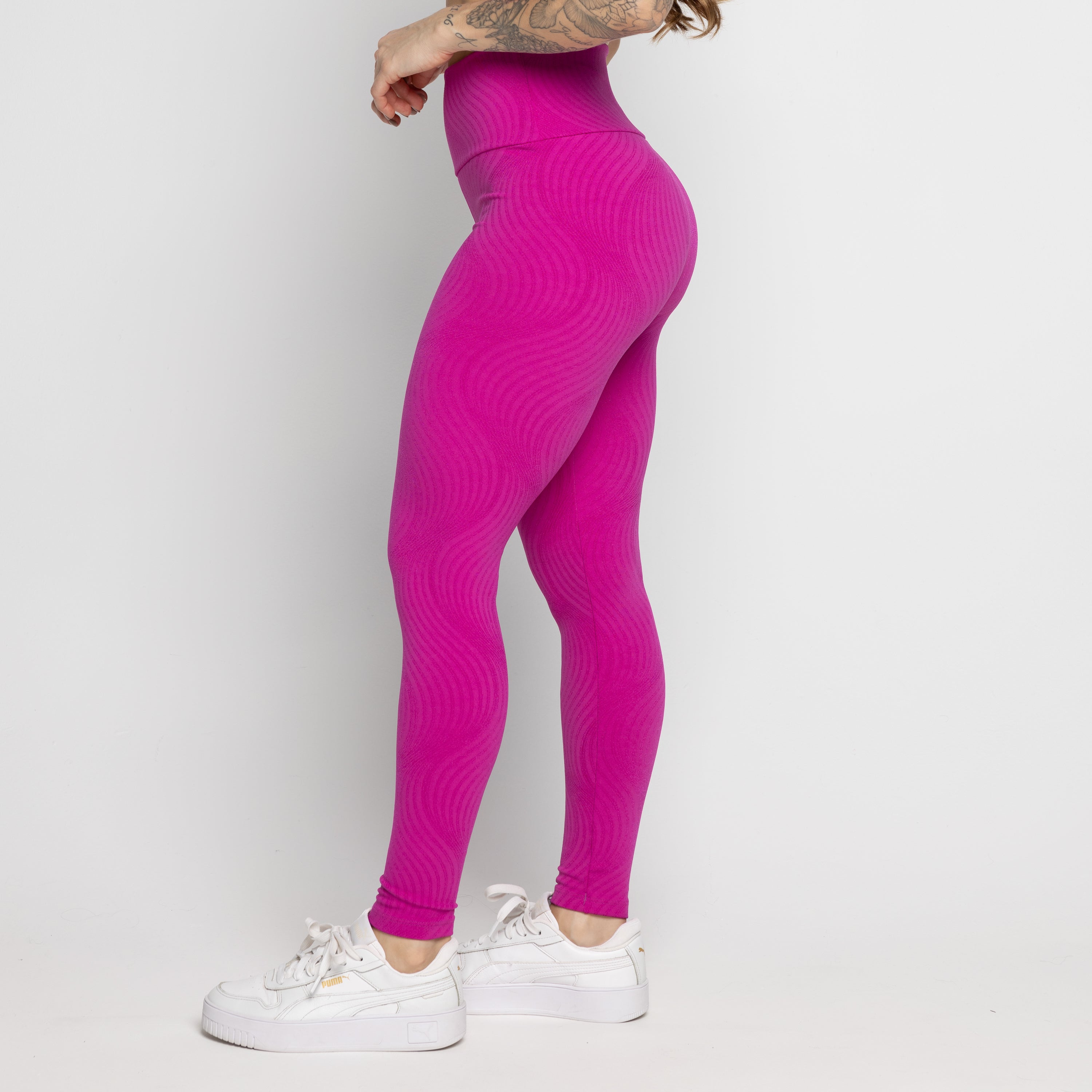 Calça Legging Fitness Jacquard Rosa - VEKYO