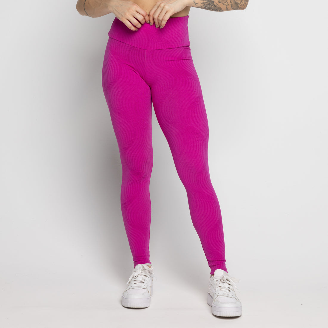 Calça Legging Fitness Jacquard Rosa - VEKYO