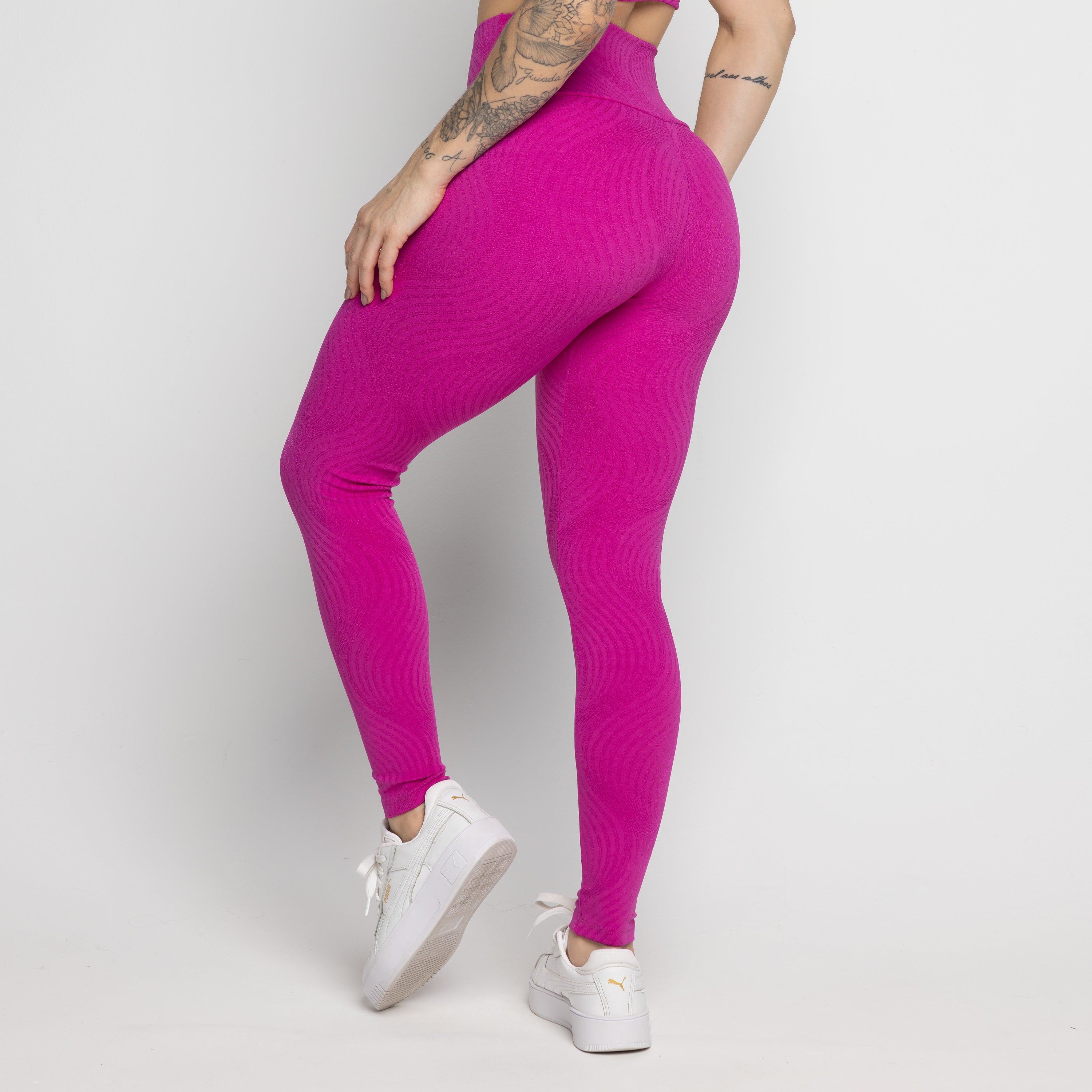 Calça Legging Fitness Jacquard Rosa - VEKYO