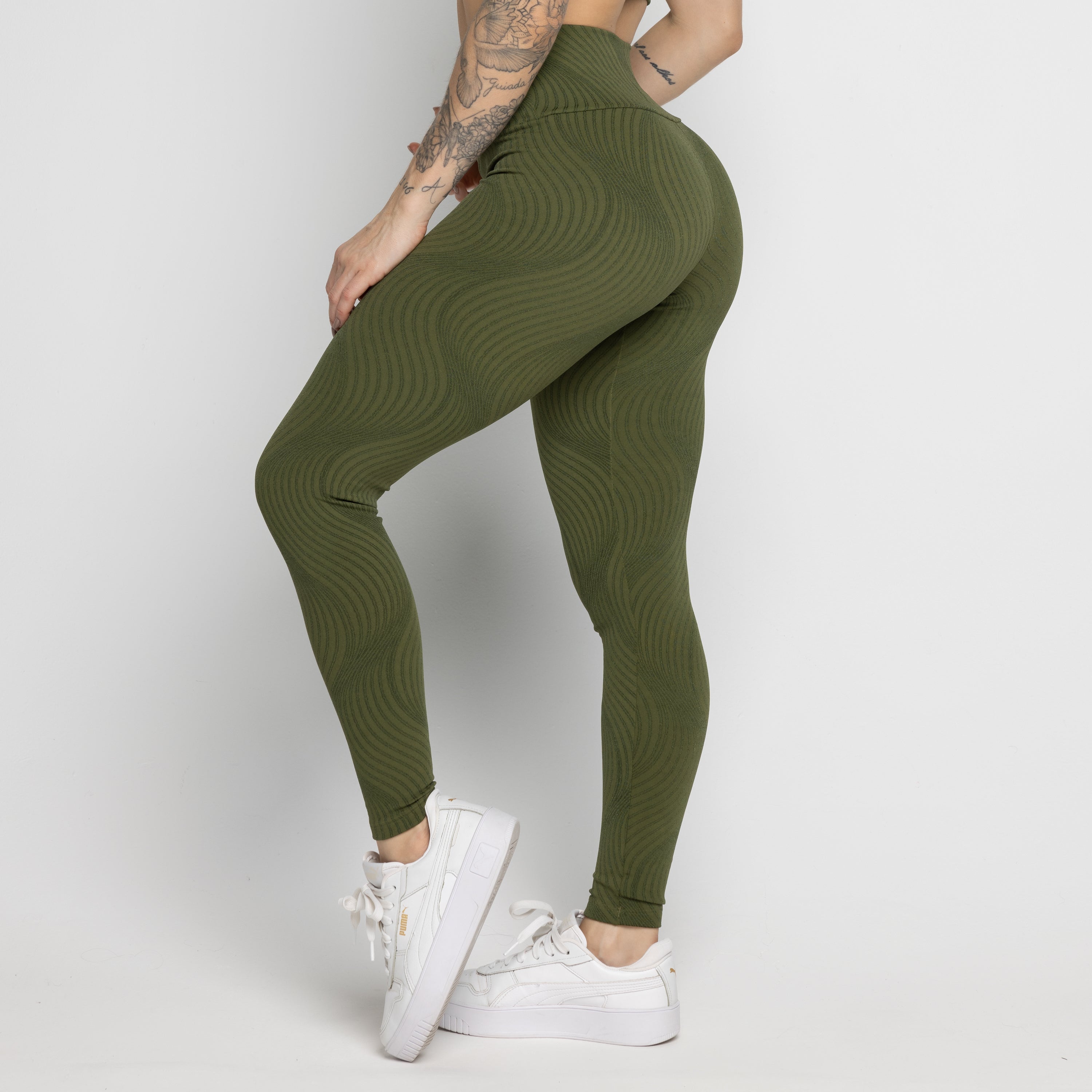 Calça Legging Fitness Jacquard Verde - VEKYO