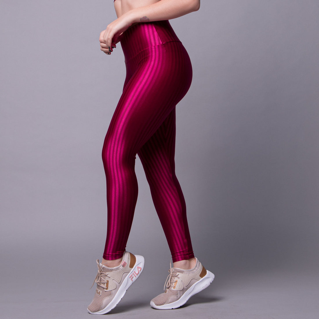 Calça Legging Fitness New Zig Poliamida Rosa Escuro - VEKYO