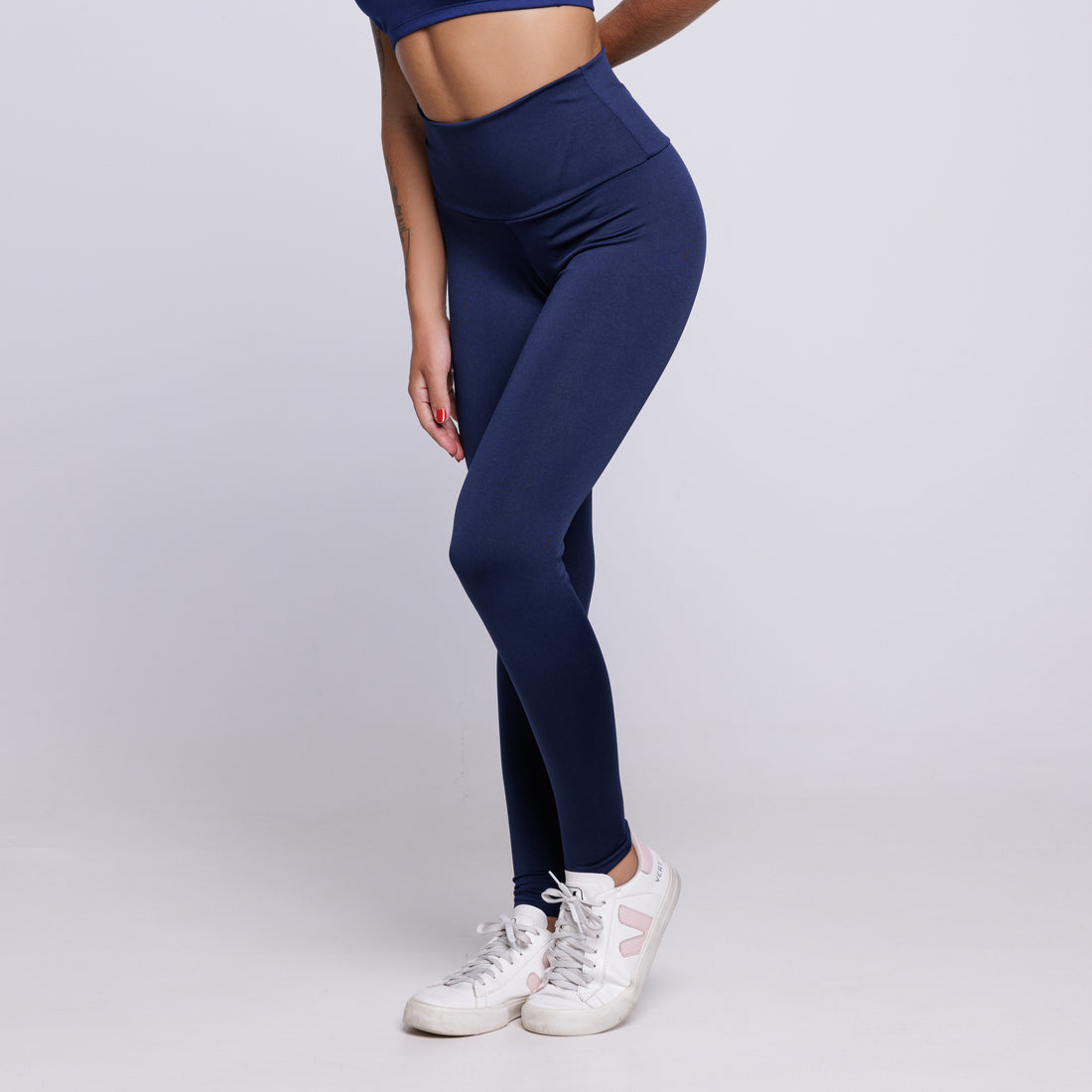 Calça Legging Lisa Cós Alto Suplex Marinho - VEKYO