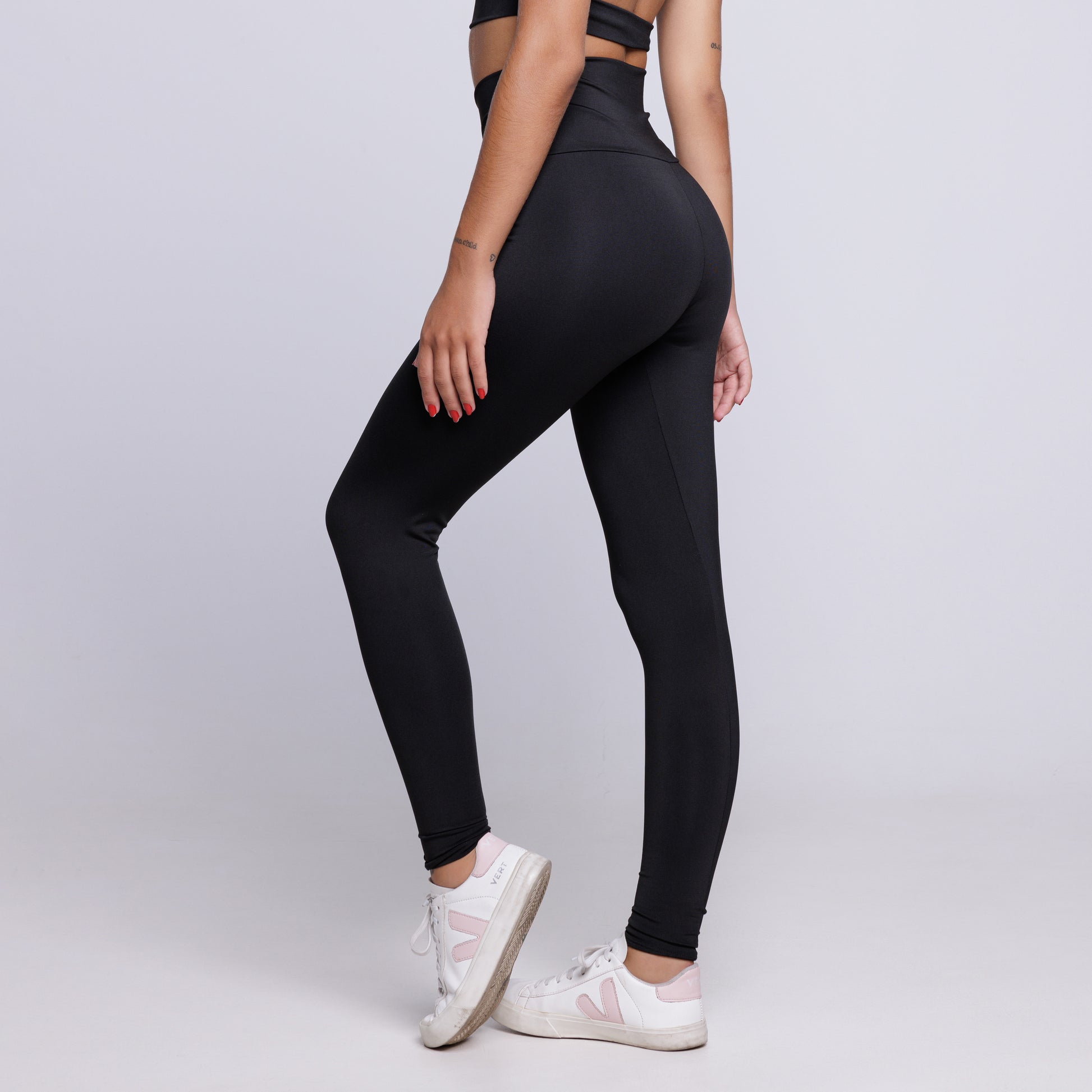 Calça Legging Lisa Cós Alto Suplex Preto - VEKYO