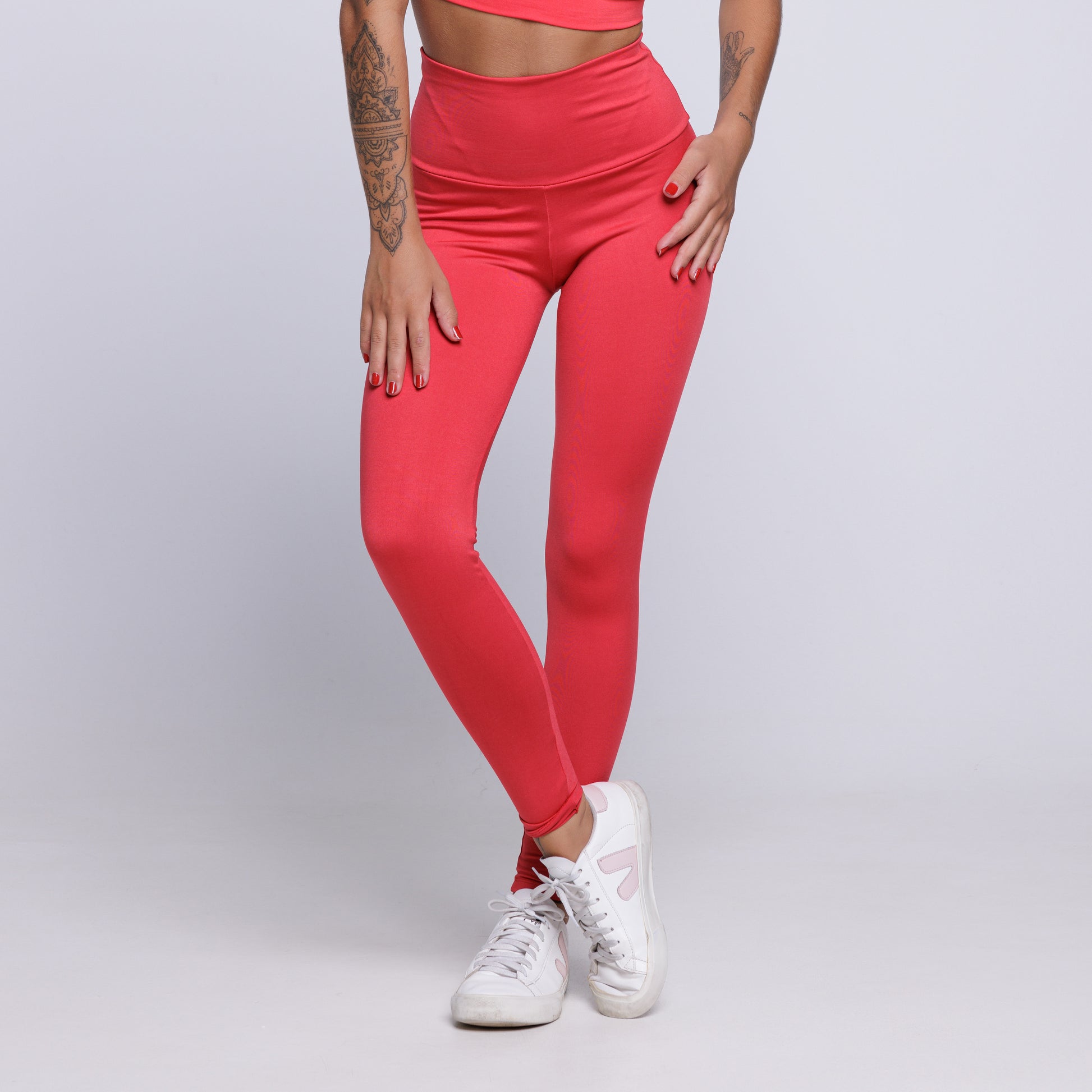 Calça Legging Lisa Cós Alto Suplex Vermelho - VEKYO