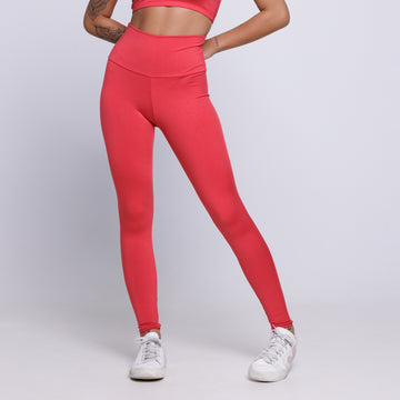 Calça Legging Lisa Cós Alto Suplex Vermelho - VEKYO