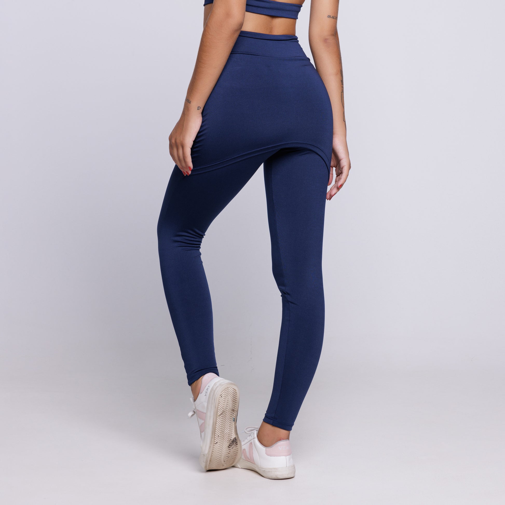 Calça Legging Suplex Feminina Com Saia Tapa Bumbum Marinho - VEKYO