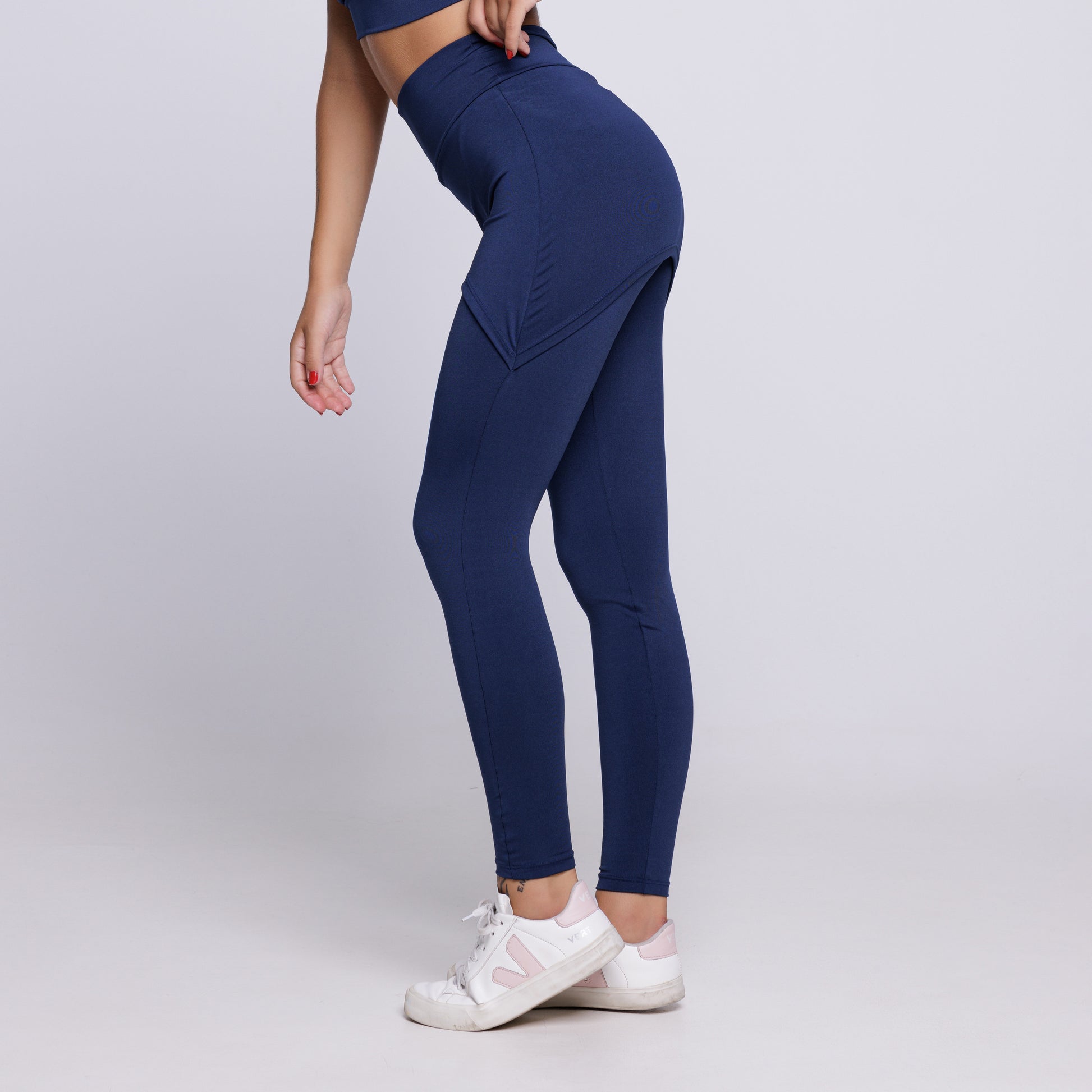 Calça Legging Suplex Feminina Com Saia Tapa Bumbum Marinho - VEKYO