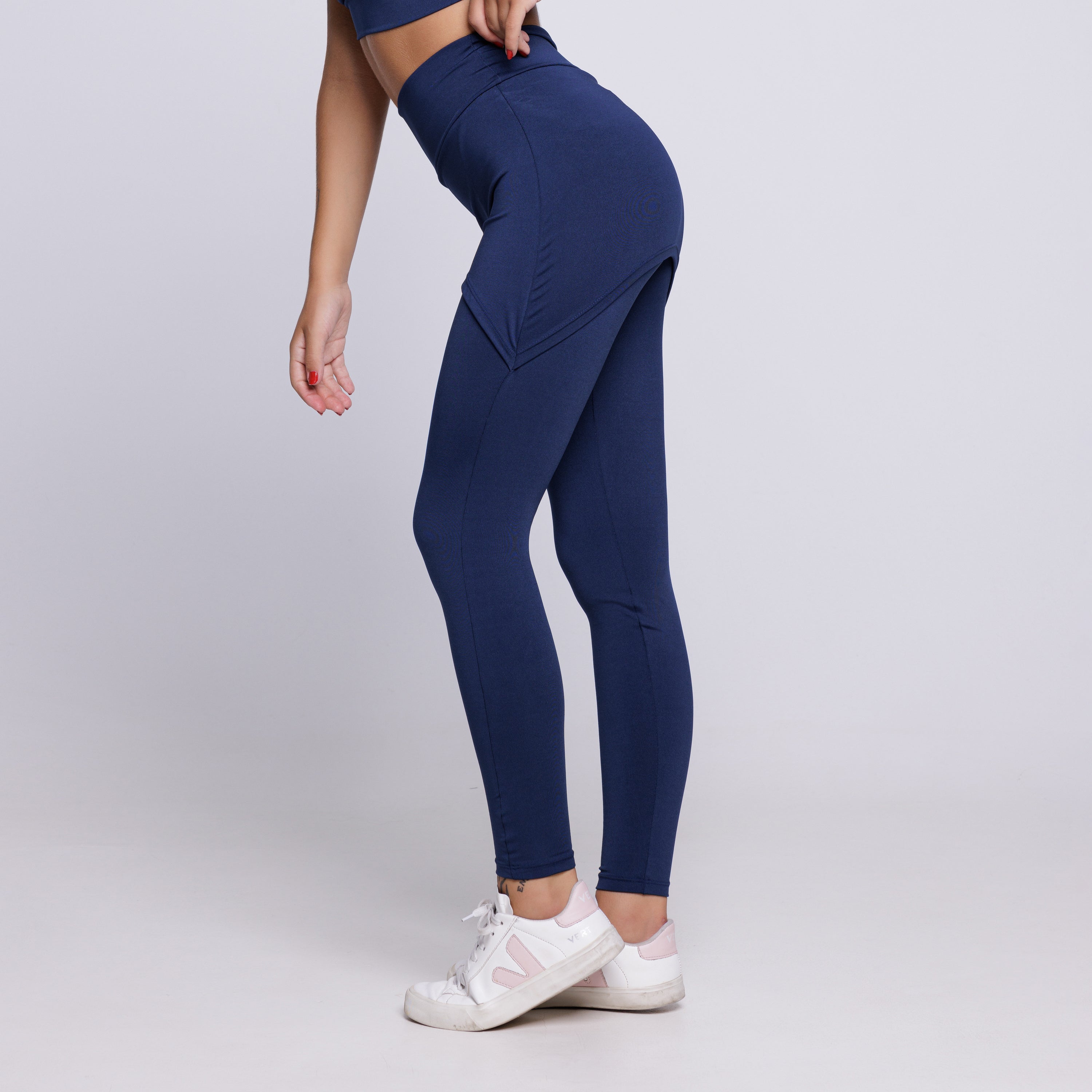 Calça Legging Suplex Feminina Com Saia Tapa Bumbum Marinho - VEKYO