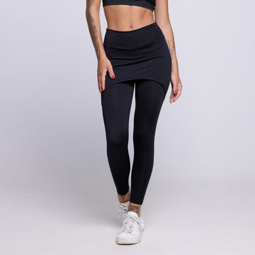Calça Legging Suplex Feminina Com Saia Tapa Bumbum Preto - VEKYO