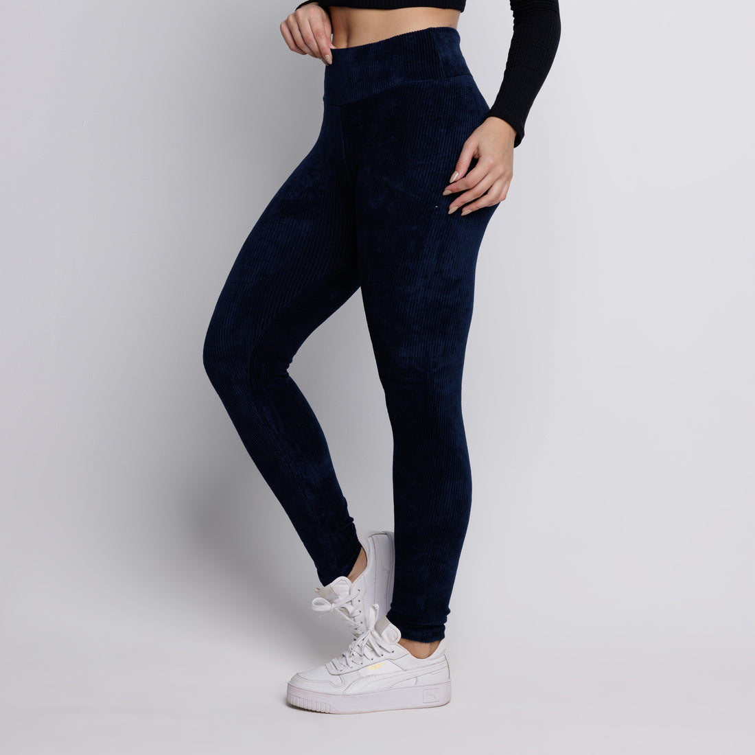 Calça Legging Veludo Cotelê Cós Alto Marinho - VEKYO