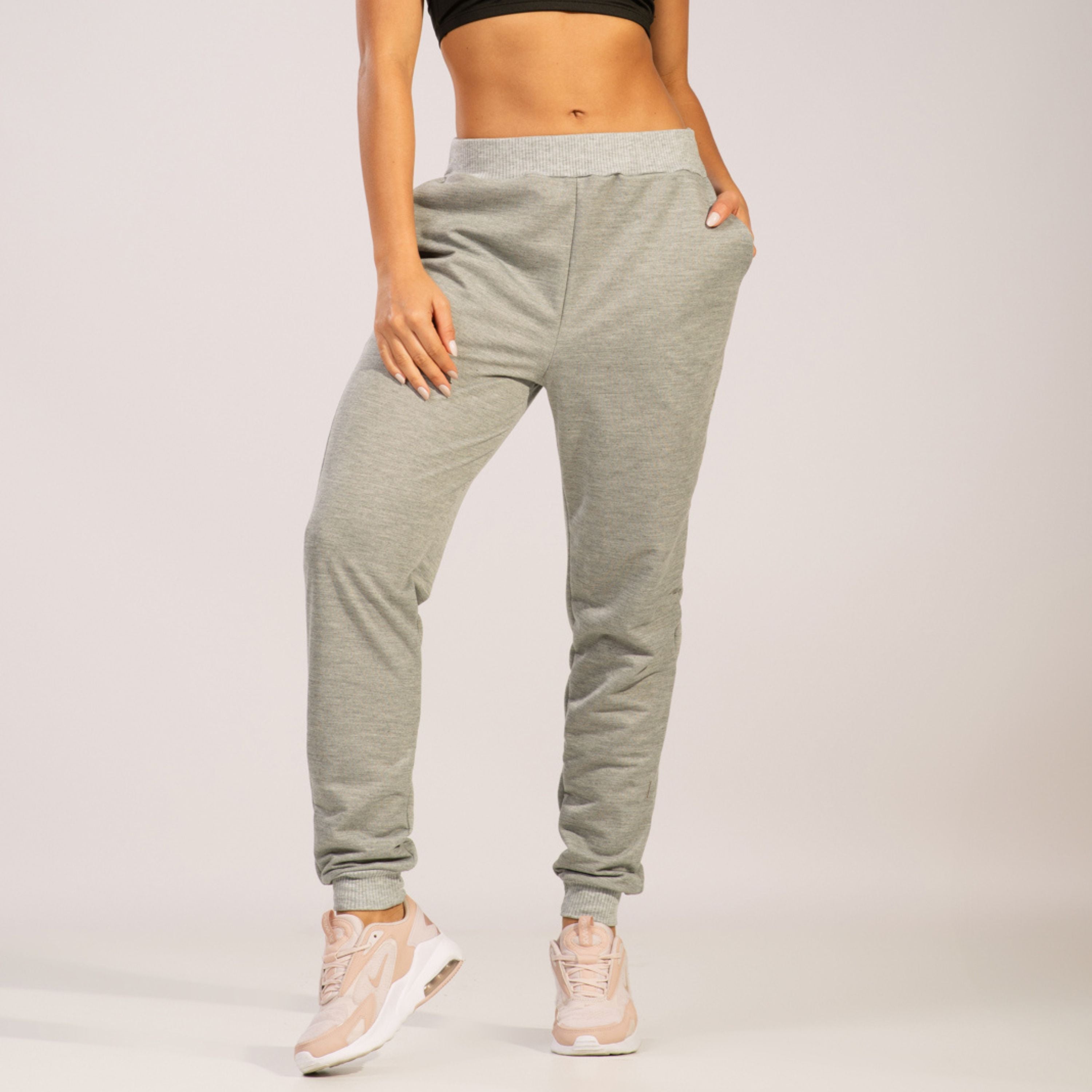 Calça Moletinho Jogger Com Elástico e Bolsos Cinza - VEKYO