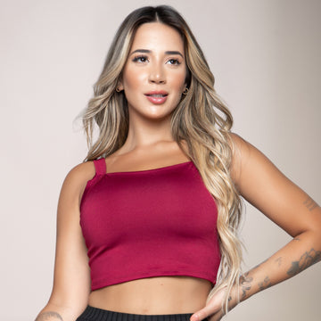 Cropped Top Alça Grossa Vinho - VEKYO