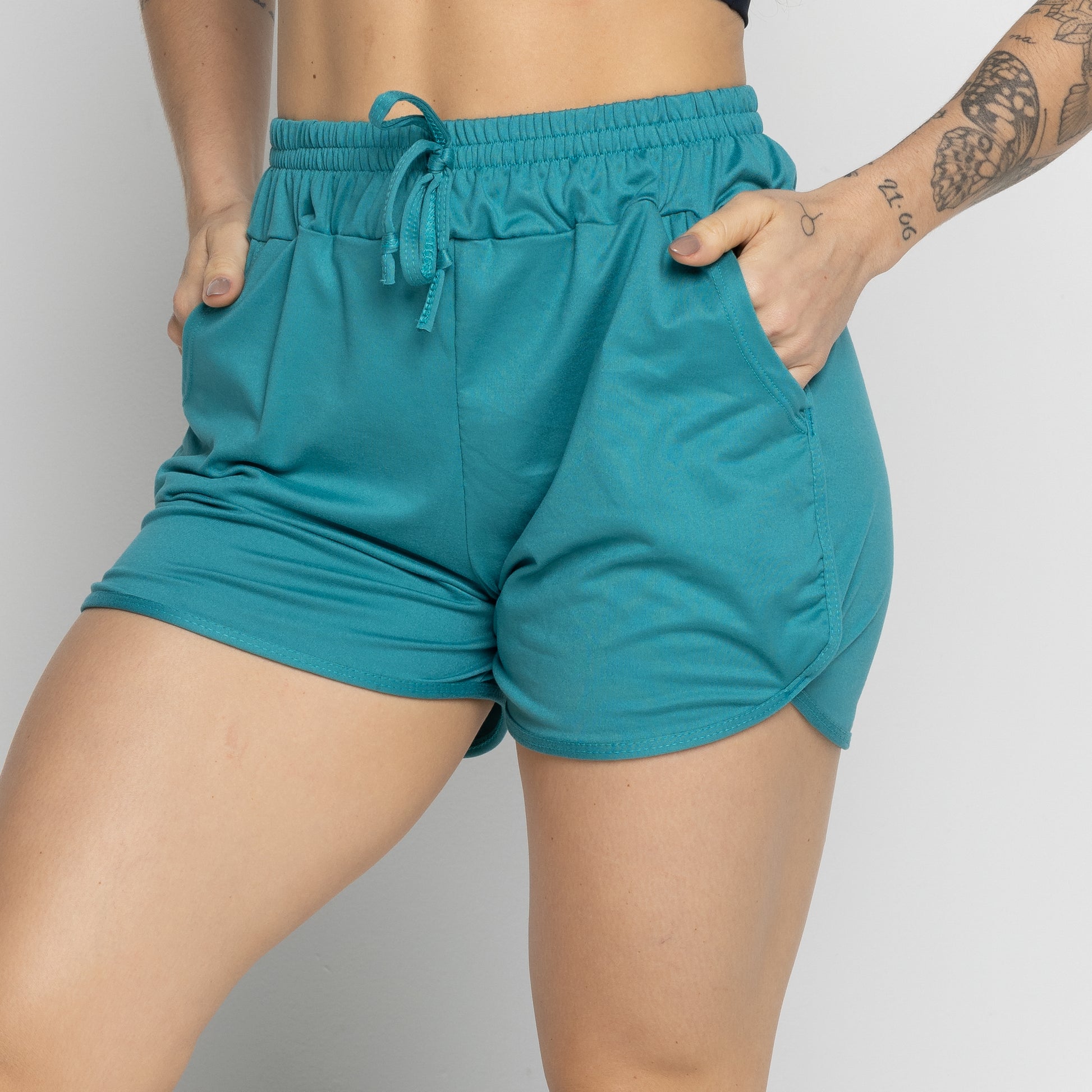 Short Esportivo Com Bolso Verde Água - VEKYO