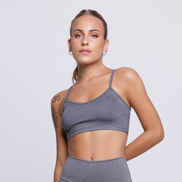 Top Fitness Nadador Feminino Alça Fina Sem Bojo Cinza - VEKYO