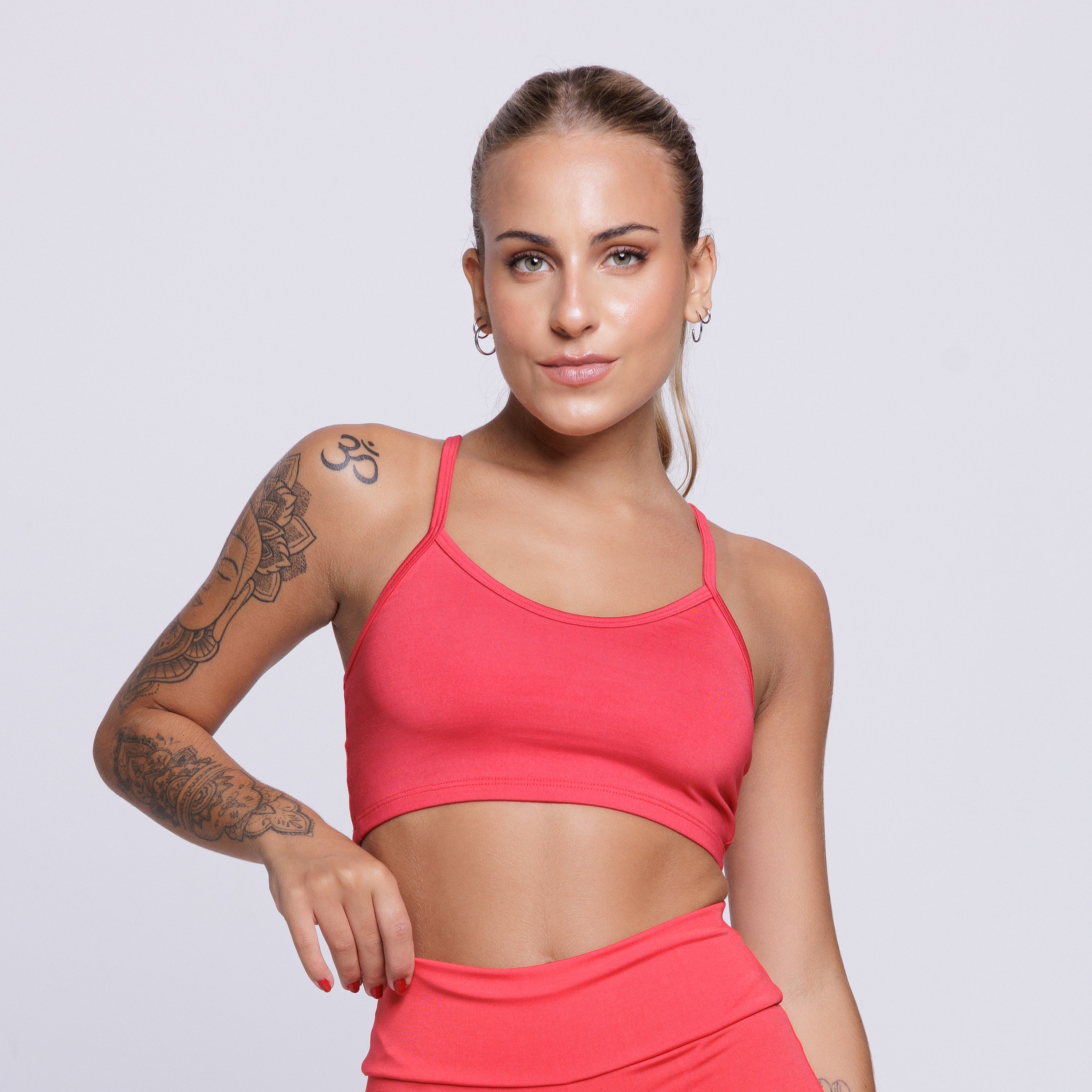 Top Fitness Nadador Feminino Alça Fina Sem Bojo Vermelho - VEKYO