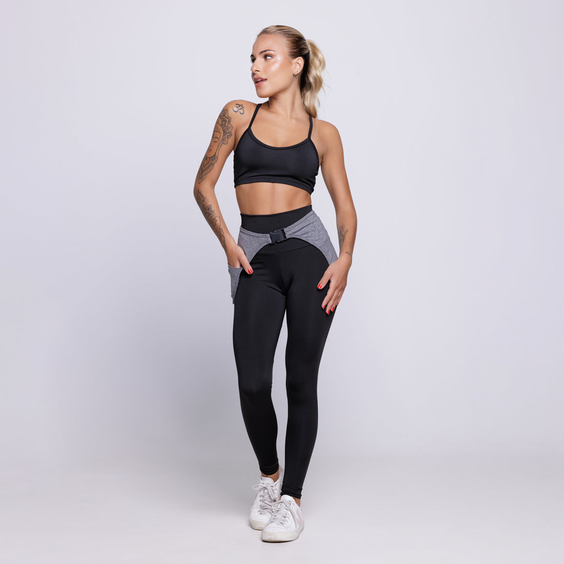 Tapa Bumbum Fitness Com Bolso Cinza - VEKYO